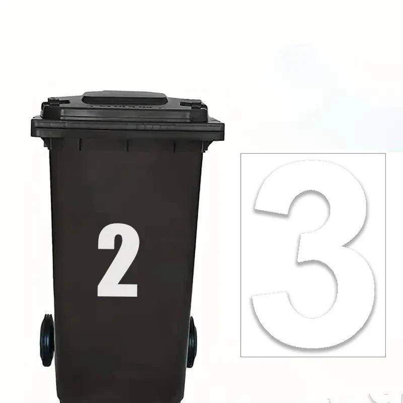 Weatherproof Self-Adhesive Wheelie Bin Number Stickers | PVC Bin Number Stickers Qme