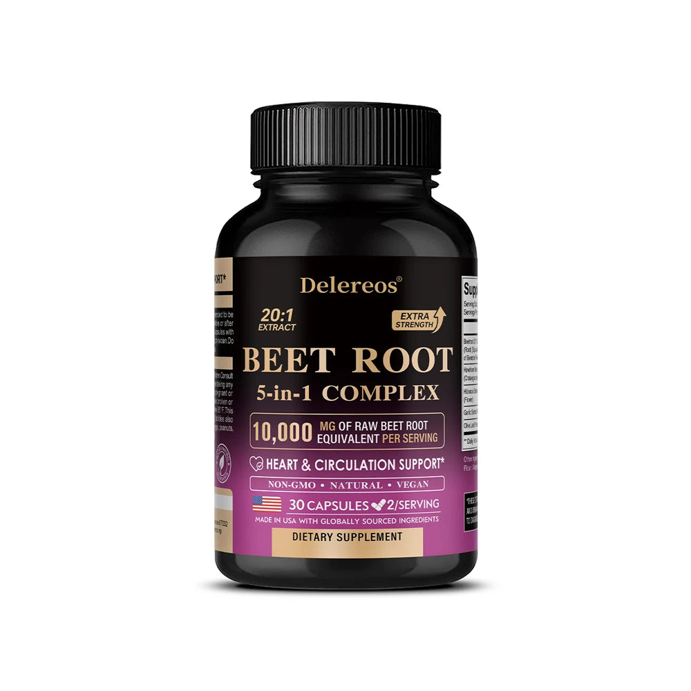 Organic Beetroot Capsules – Heart & Circulation Support Herbal Supplement Qst 30 count-1 bottle