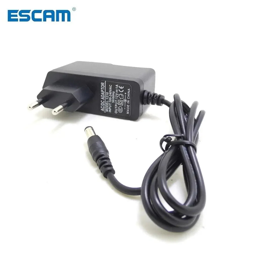 ESCAM EU Plug 12V 1A AC/DC Power Adapter for CCTV Cameras CCTV Power Adapter Qme