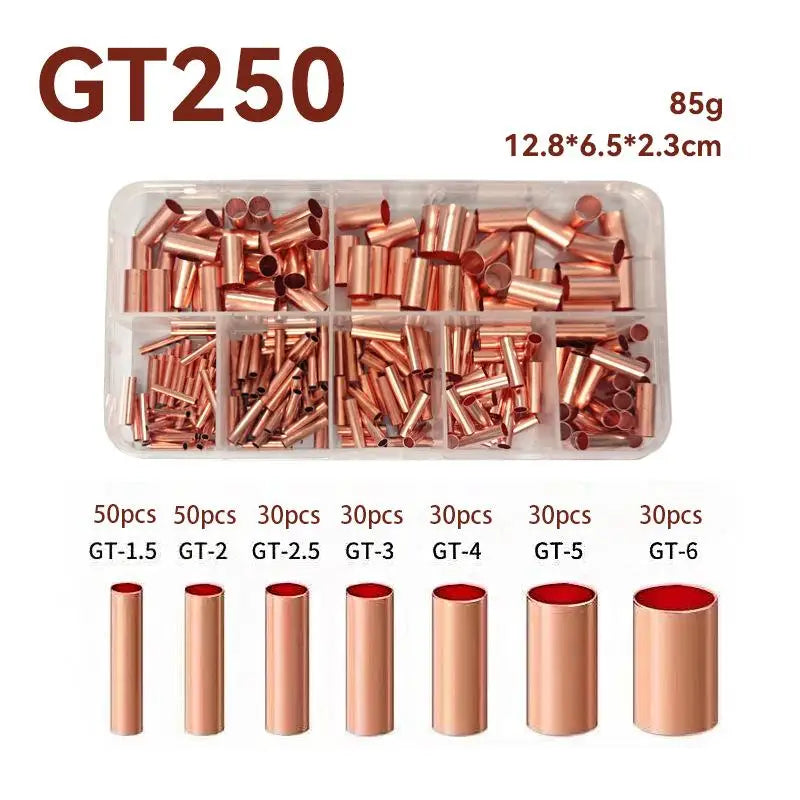 414-Pc Non-Insulated Copper Butt Terminal Assortment Kit Crimp Terminal Kit Qme 250PCS