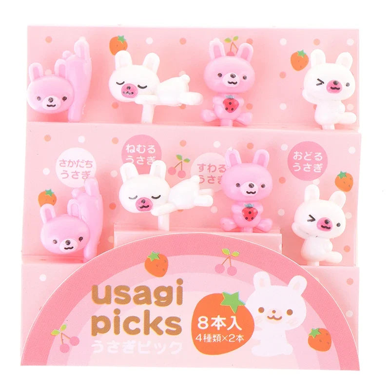 Cute Bear Mini Fruit Forks – Kids Cartoon Party Snack Picks 8pc Mini Food Picks Qme