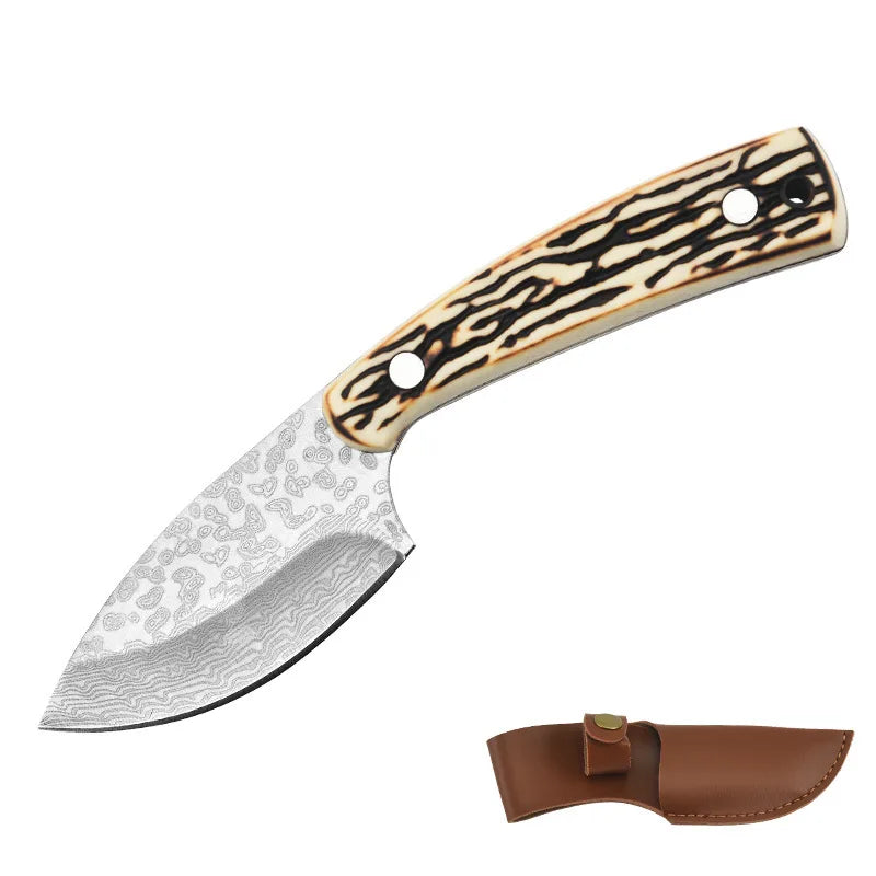 Swayboo Fixed Blade Knife Bone Handle & Leather Sheath – SK493 Fixed Blade Knife Qst Stainless Steel