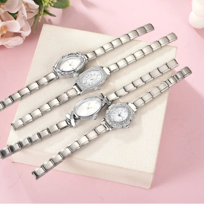 Women's Elastic Stainless Steel Oval Zircon Charm Bracelet Charm Bracelet Qme
