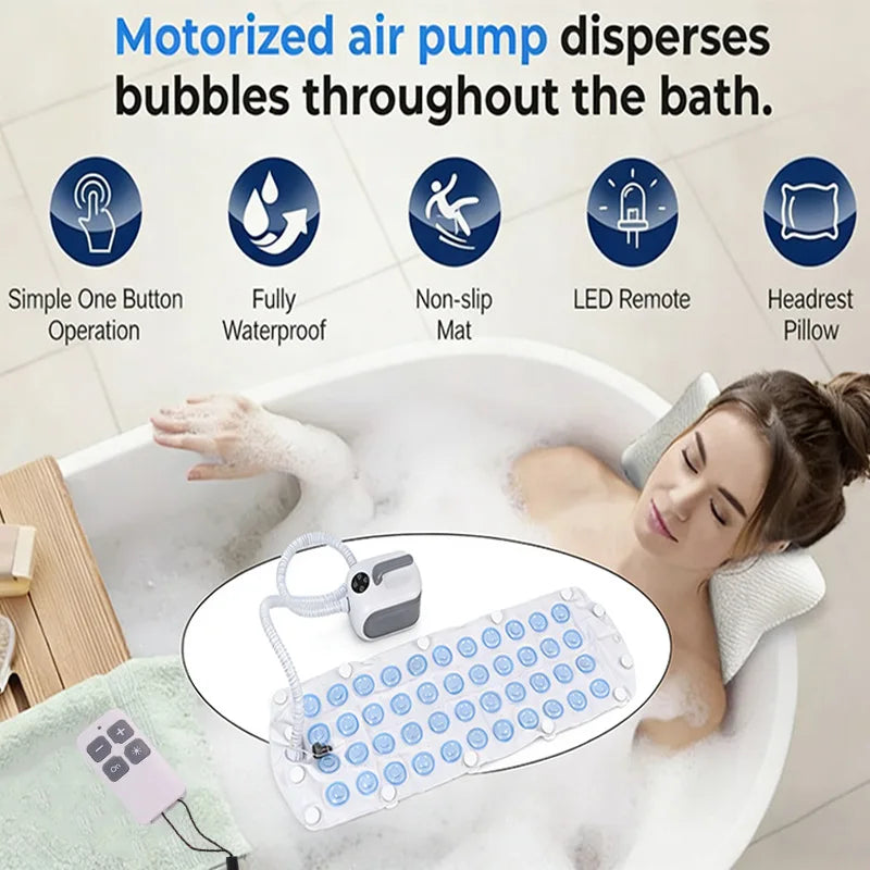 Spa Bubble Bath Mat – 300+ Jets, LED Light & Remote Control Spa Bath Mat Qst Default Title