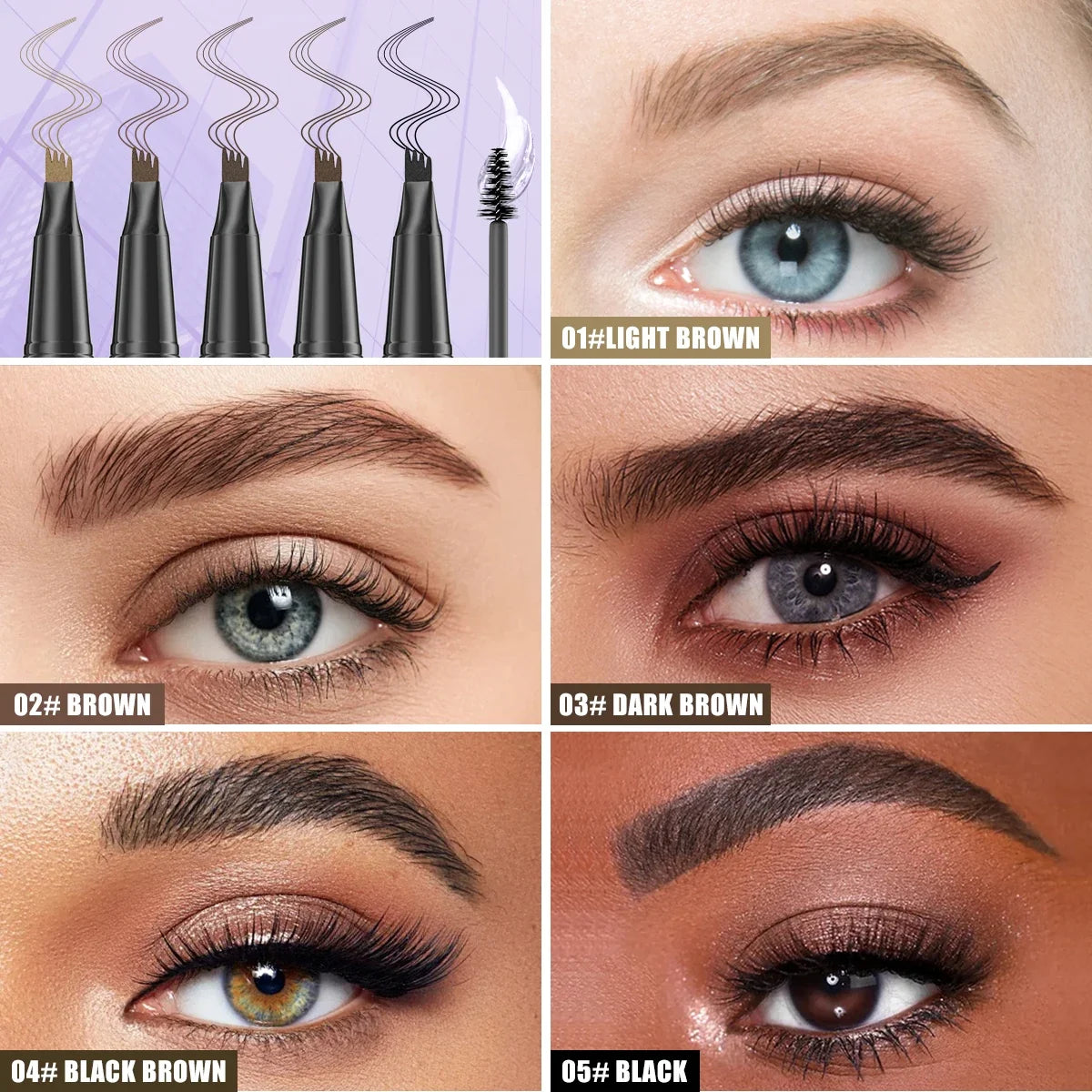 Qme Double-Ended Waterproof Eyebrow Pencil – 5 Shades Eyebrow Pencil Qme