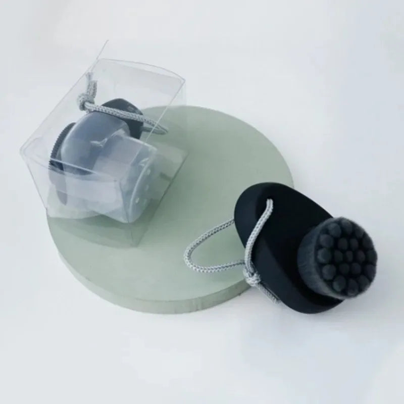 Double-Sided Facial Cleansing Brush | Nylon & Silicone Head Facial Cleansing Brush Qme Black 1Pc