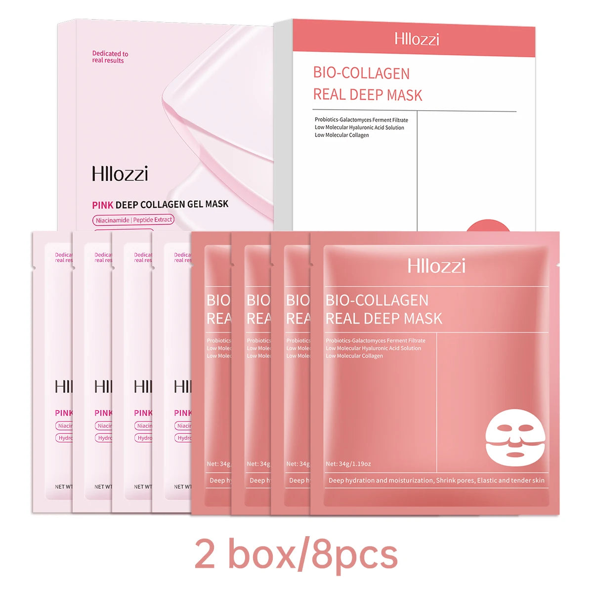 Pink Bio-Collagen Deep Gel Mask – Moisturize & Brighten Skin Collagen Face Mask Qst