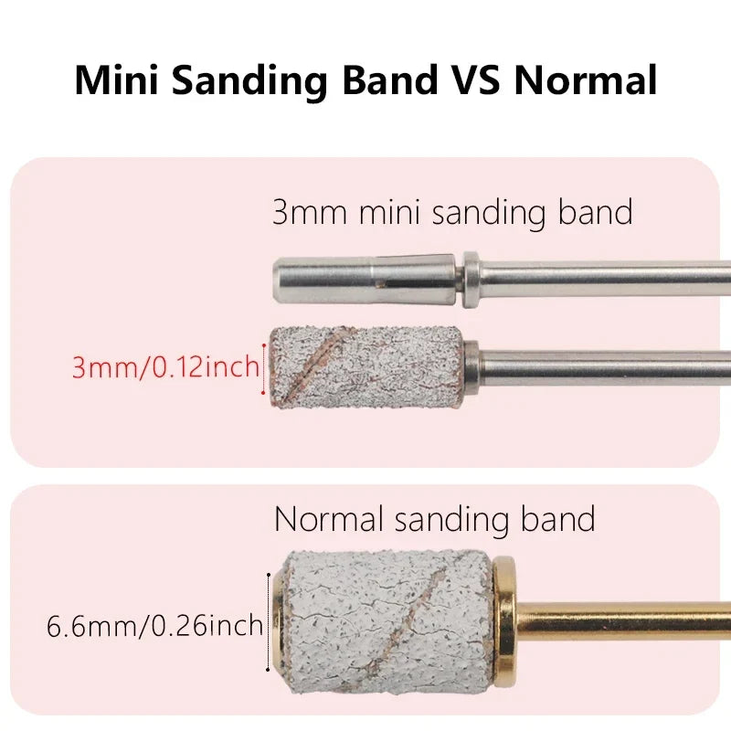 Mini Nail Drill Sanding Bands & Steel Mandrel Set – 50/100pc Nail Drill Accessories Qme