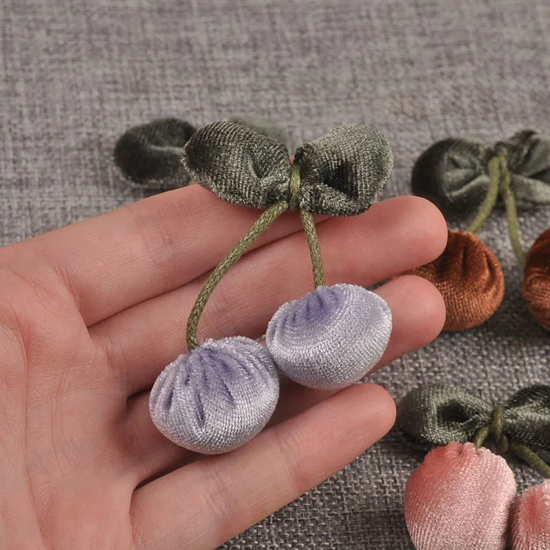 Cute Cherry Fabric Appliques for DIY Hair Accessories – 4pcs Fabric Appliques Qme