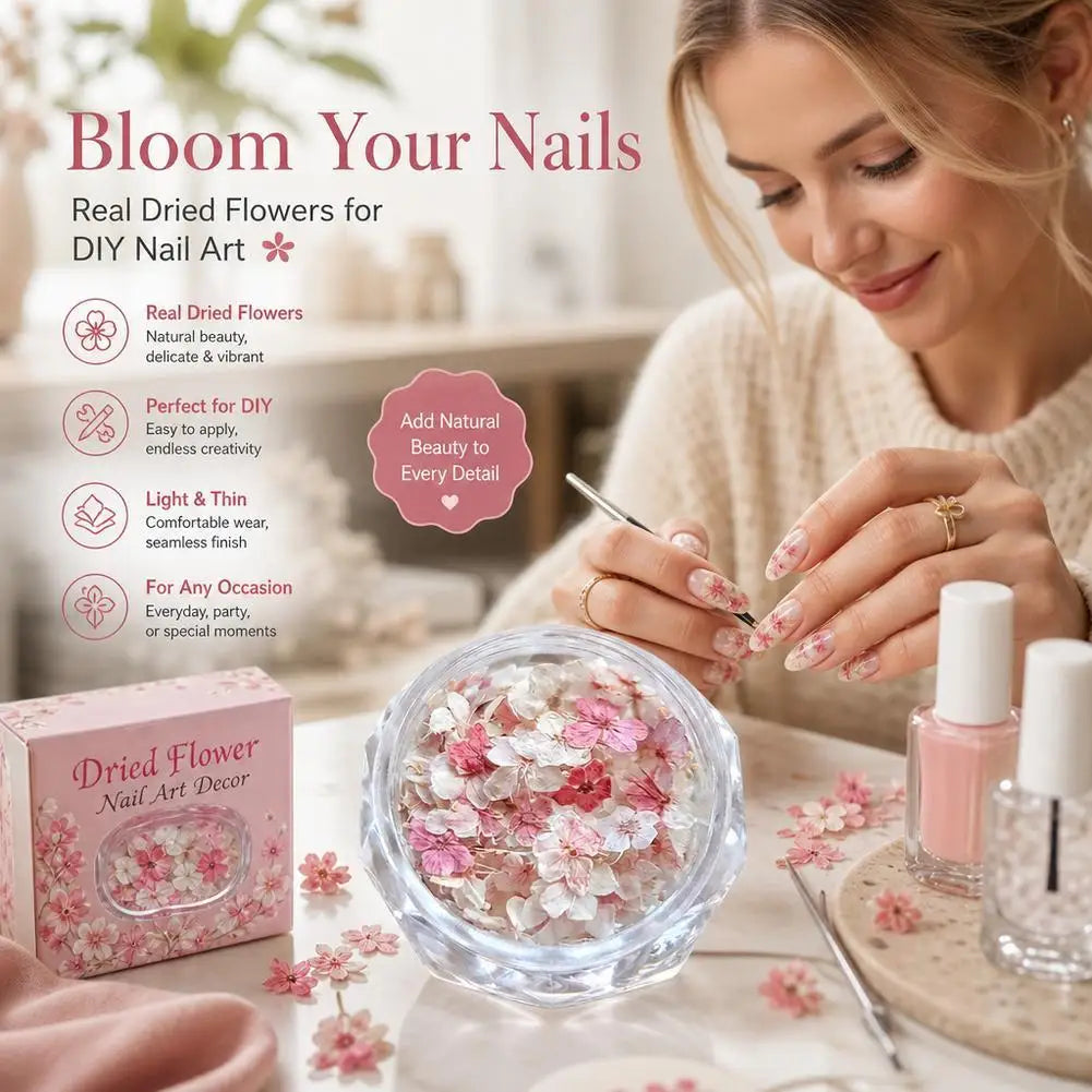 3D Dried Flower Nail Art Stickers – Floral Decal Mix Nail Art Stickers Qme
