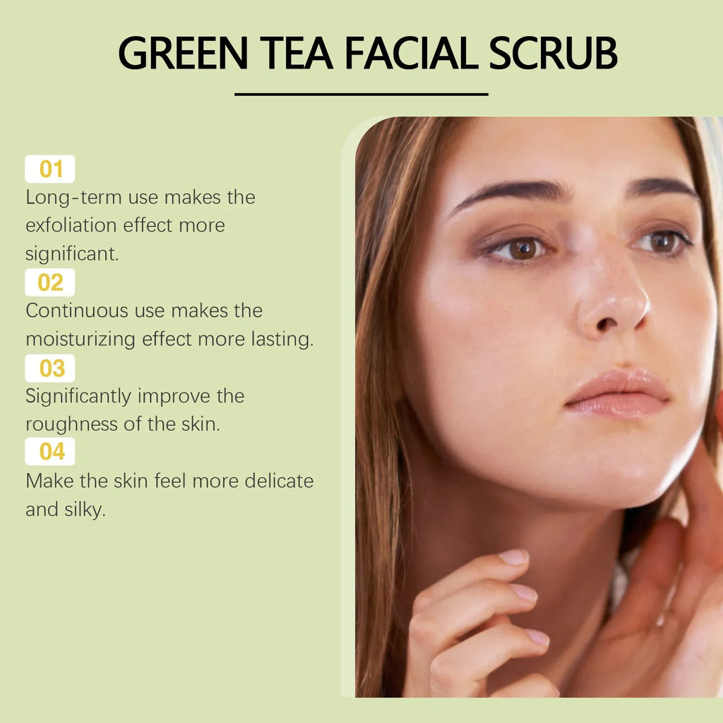 Green Tea Facial Scrub – Deep Pore Cleansing & Hydrating Facial Exfoliating Scrub Qme