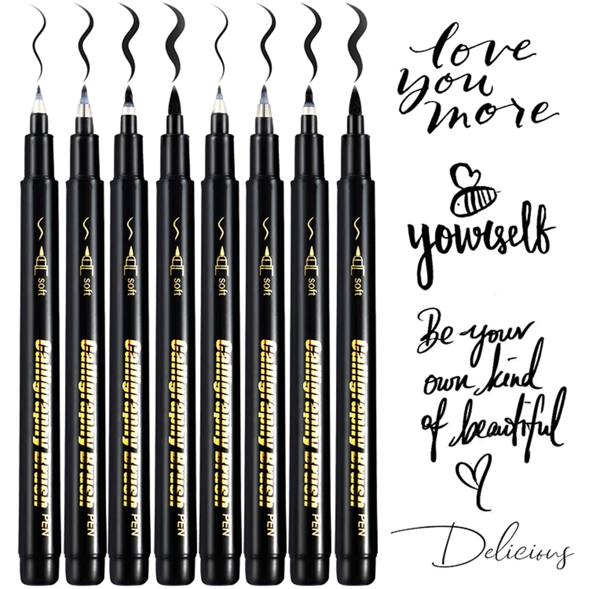 Black Calligraphy Brush Marker Pens – Art & Craft Writing Set Calligraphy Brush Pens Qme