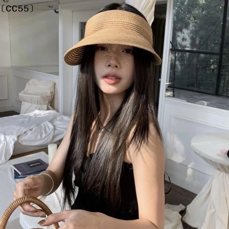 Woven Straw Sun Visor Hat – Wide Brim UV Protection for Women Straw Sun Visor Hat Qst