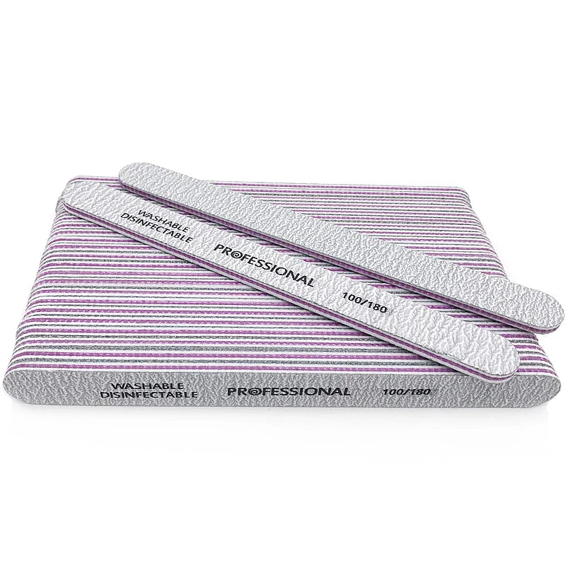 Professional Nail Files 100/180 Grit Manicure Pedicure Buffer Set Nail File Set Qme