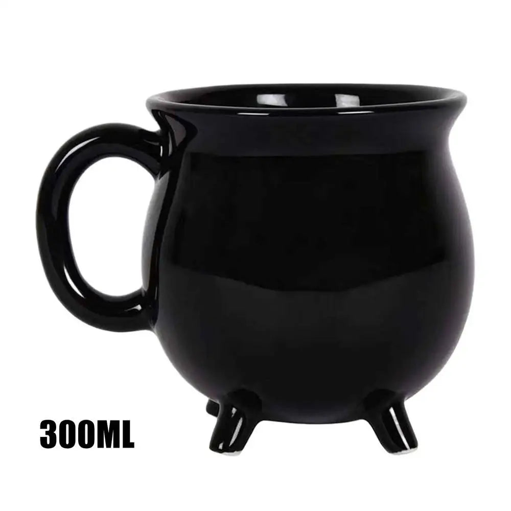 Halloween Witch Cauldron Ceramic Mug | Gothic Drinkware Gothic Ceramic Mug Qme China Mainland Black 300ml