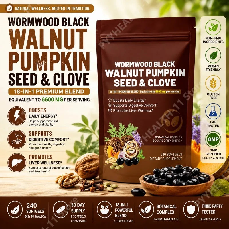 Wormwood Black Walnut Clove 18-in-1 Softgels 240ct Herbal Softgels Qst