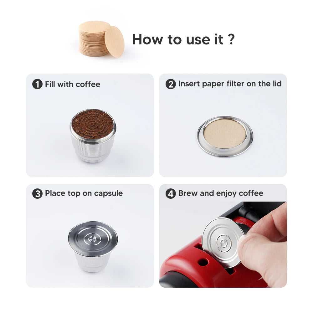 Disposable Paper Filters for Nespresso Reusable Capsules Coffee Capsule Filter Qst