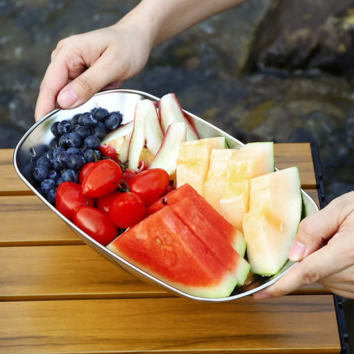 Stainless Steel Serving Plates 10" | Camping Dinner Dishes Stainless Steel Plate Qme