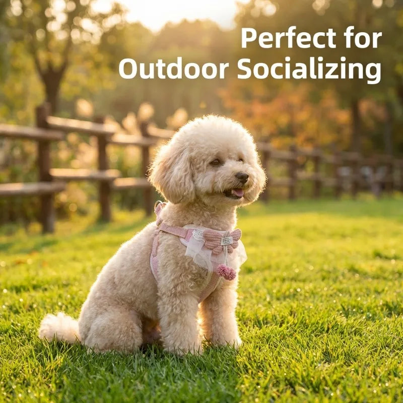 Adjustable Ventilated Dog Harness & Leash Set – Small/Medium Pet Harness Leash Set Qme