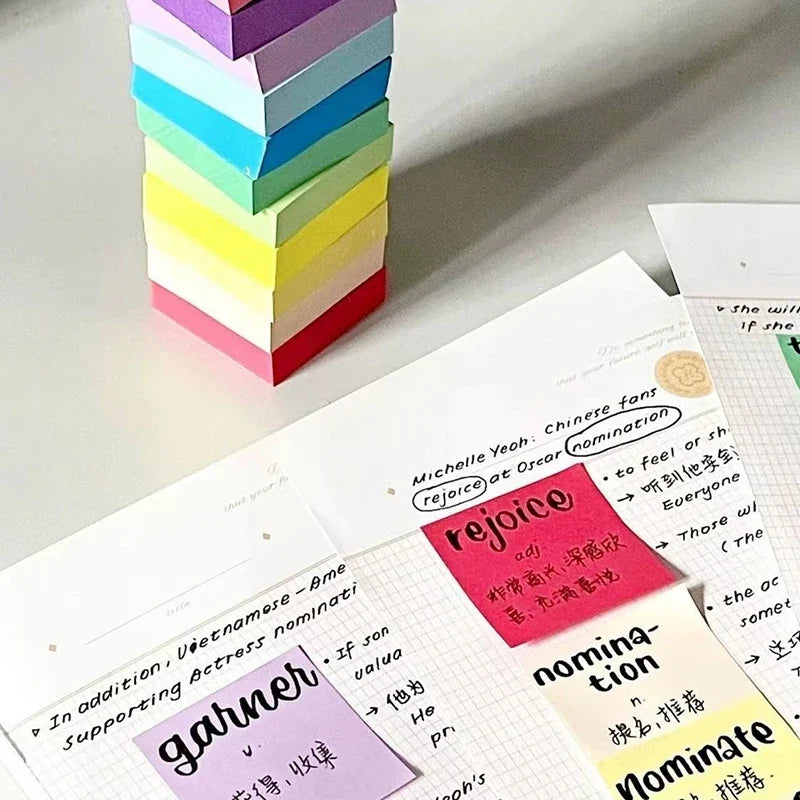 Fluorescent Sticky Notes – 11-Color Planner Note Pads Set Sticky Note Pads Qme