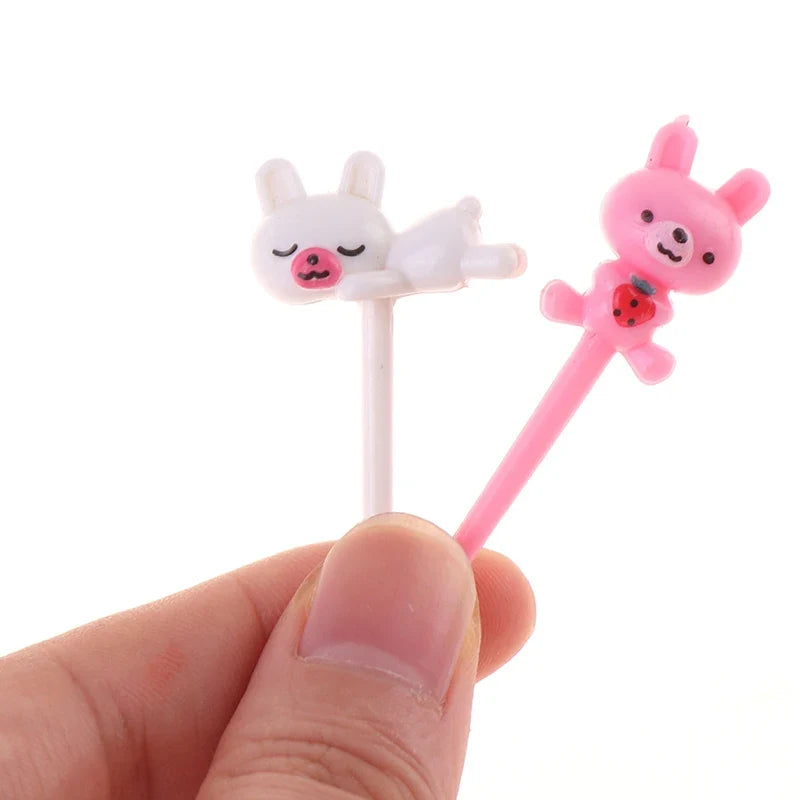 Cute Bear Mini Fruit Forks – Kids Cartoon Party Snack Picks 8pc Mini Food Picks Qme