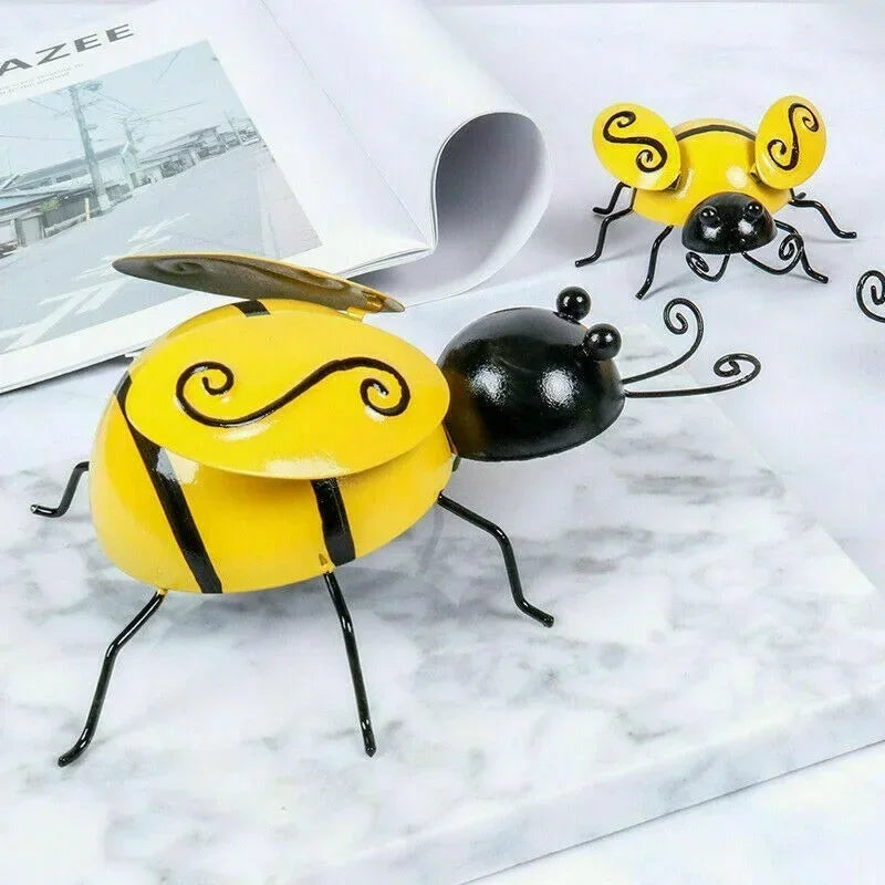 Metal Bumble Bee Garden Wall Ornaments – Set of 4 | Qme Garden Wall Ornament Qme