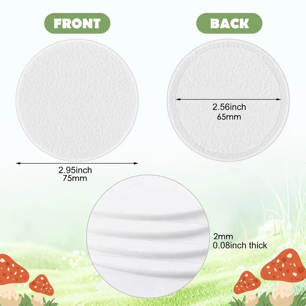 Mushroom Filter Discs 24-Pack – Adhesive Cotton Pad Screens Mushroom Grow Filters Qme 24pcs