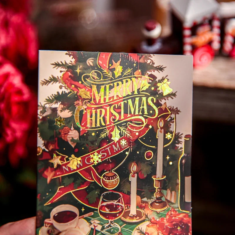 Christmas Greeting Card Single Sheet | Holiday Xmas Gift Wrap Christmas Greeting Card Qme