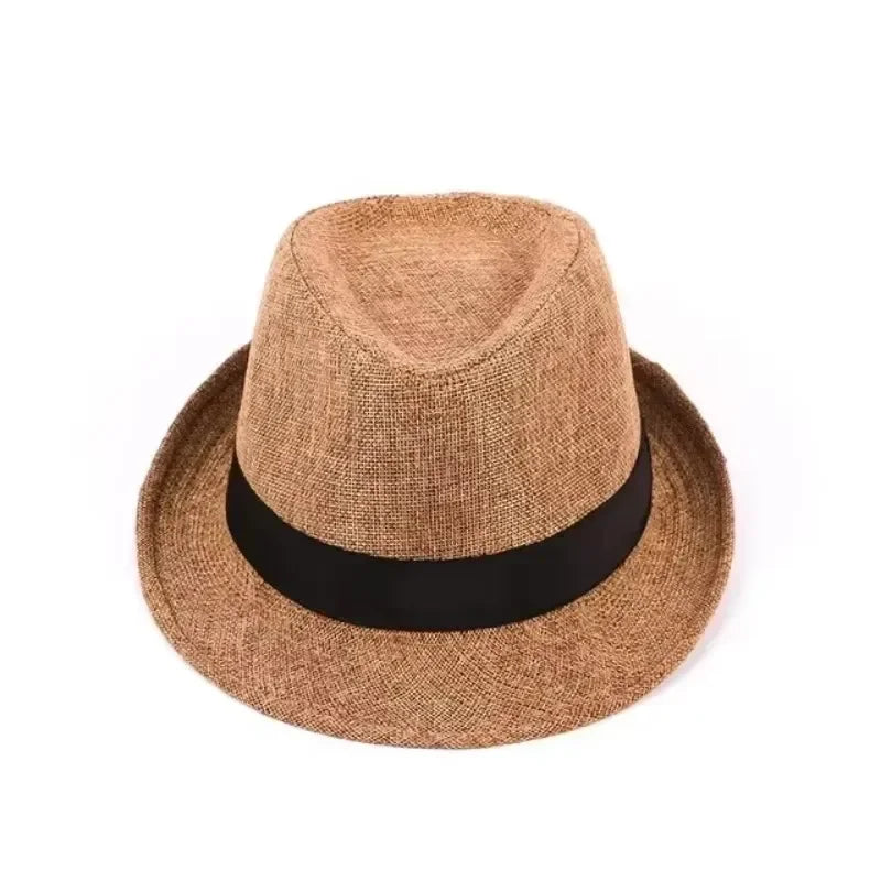 British Jazz Hat | Linen Cotton Casual Gentleman's Sun Hat Jazz Sun Hat Qme