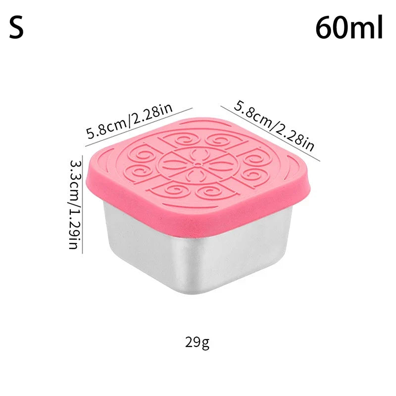 Stainless Steel Snack & Seasoning Container with Silicone Lid Food Storage Container Qme S Pink