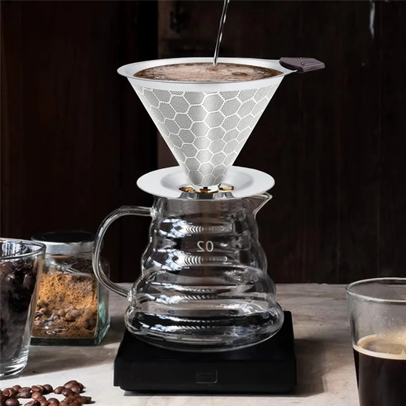 Reusable Stainless Steel Pour Over Coffee Dripper – 1–4 Cup Pour Over Coffee Dripper Qst