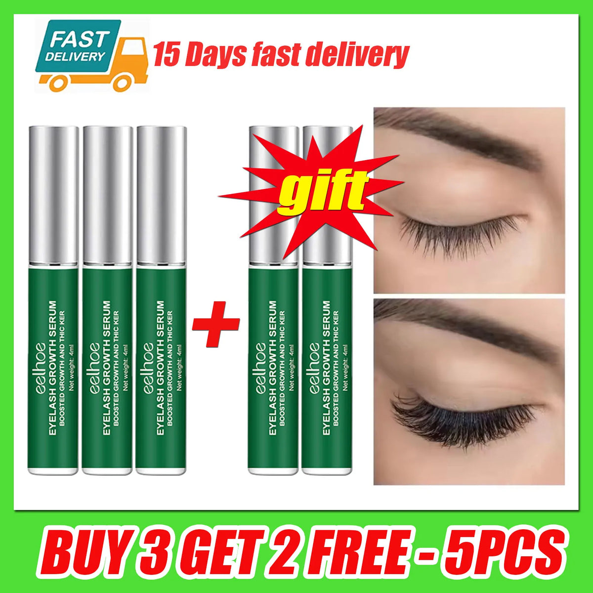 PWYUMAN Eyelash Growth Serum – Fuller, Longer, Thicker Lashes Eyelash Growth Serum Qst Buy 3 get 2-5pcs
