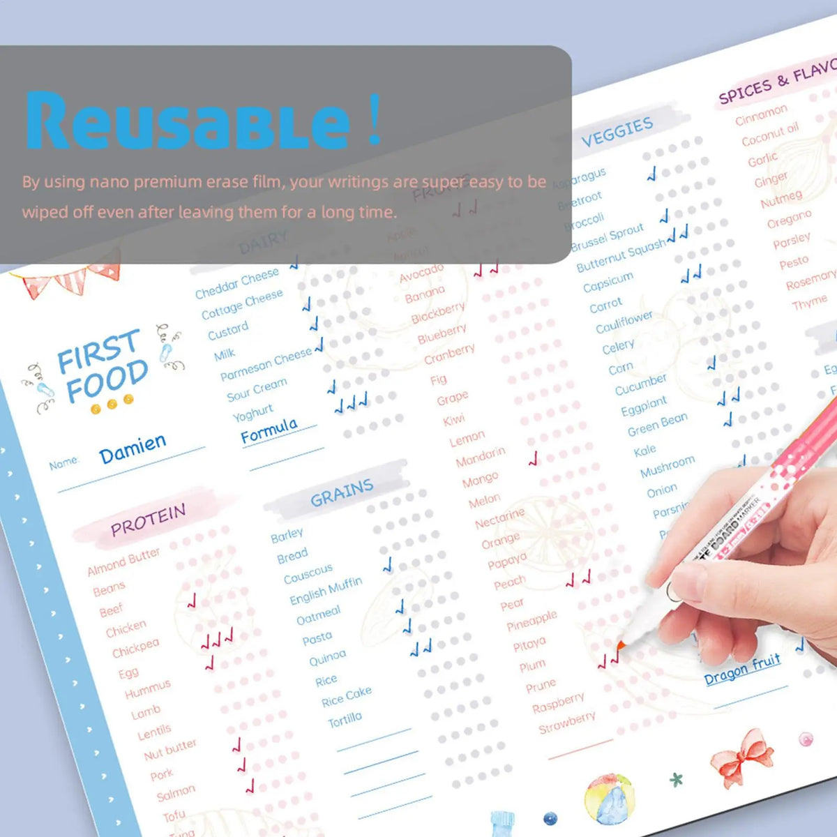 Magnetic Baby First Foods Chart & Meal Planner Checklist Baby Meal Planner Chart Qme