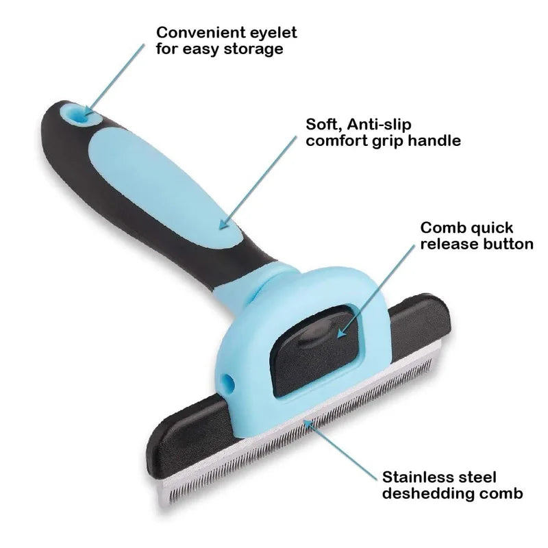 Pet Deshedding Comb for Cats & Dogs – Easy-Clean Grooming Tool Pet Grooming Comb Qme