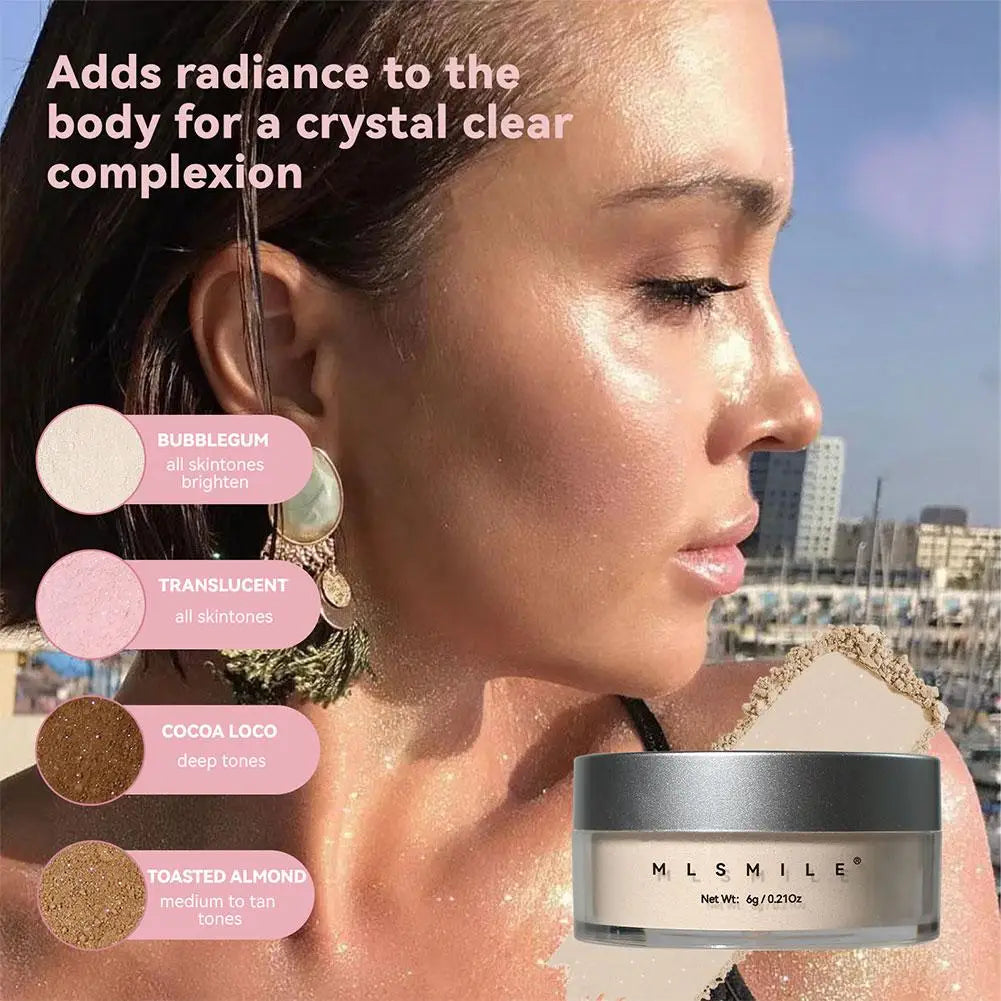 MLSMILE Shimmer Glitter Loose Setting Powder – Oil Control Loose Setting Powder Qme