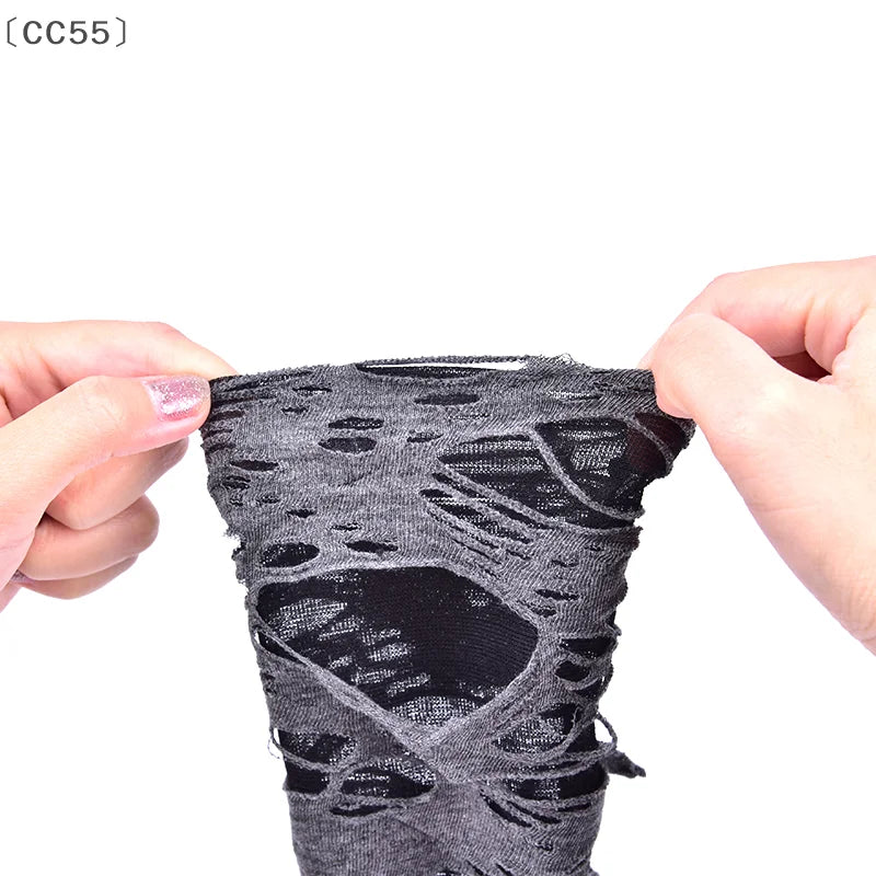 Distressed Black Fingerless Gloves – Gothic Punk Cosplay Fingerless Gloves Qst