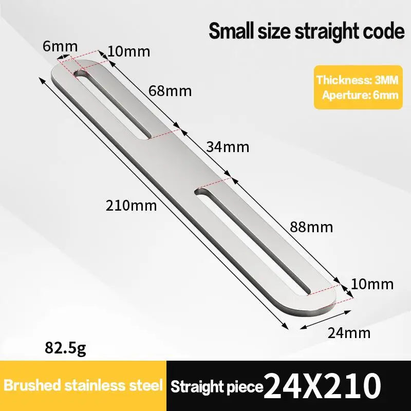 Stainless Steel 180° Flat Straight Bracket – Black & Silver Flat Angle Bracket Qme A12
