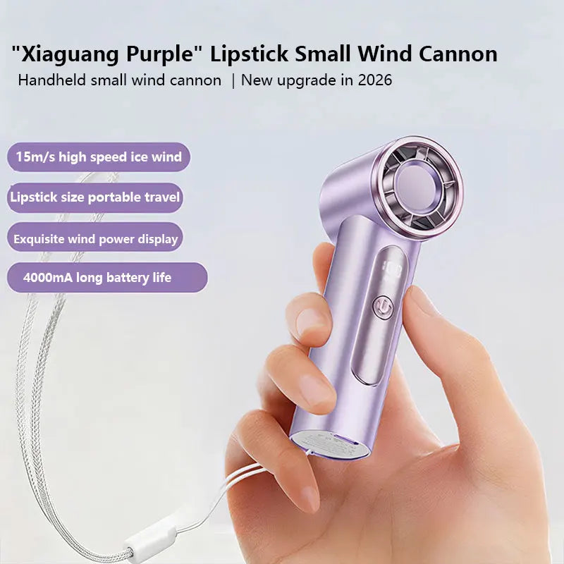 Portable USB Rechargeable Handheld Mini Fan – 100-Speed Display Handheld Mini Fan Qst purple
