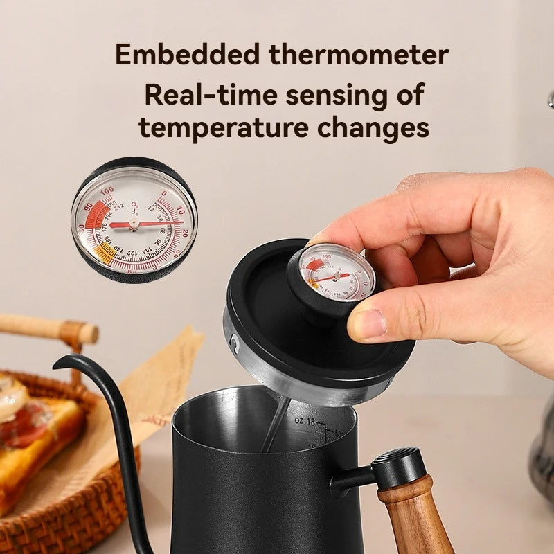 Pour Over Coffee Kettle 304 Steel – Thermometer & Scale Pour Over Kettle Qst