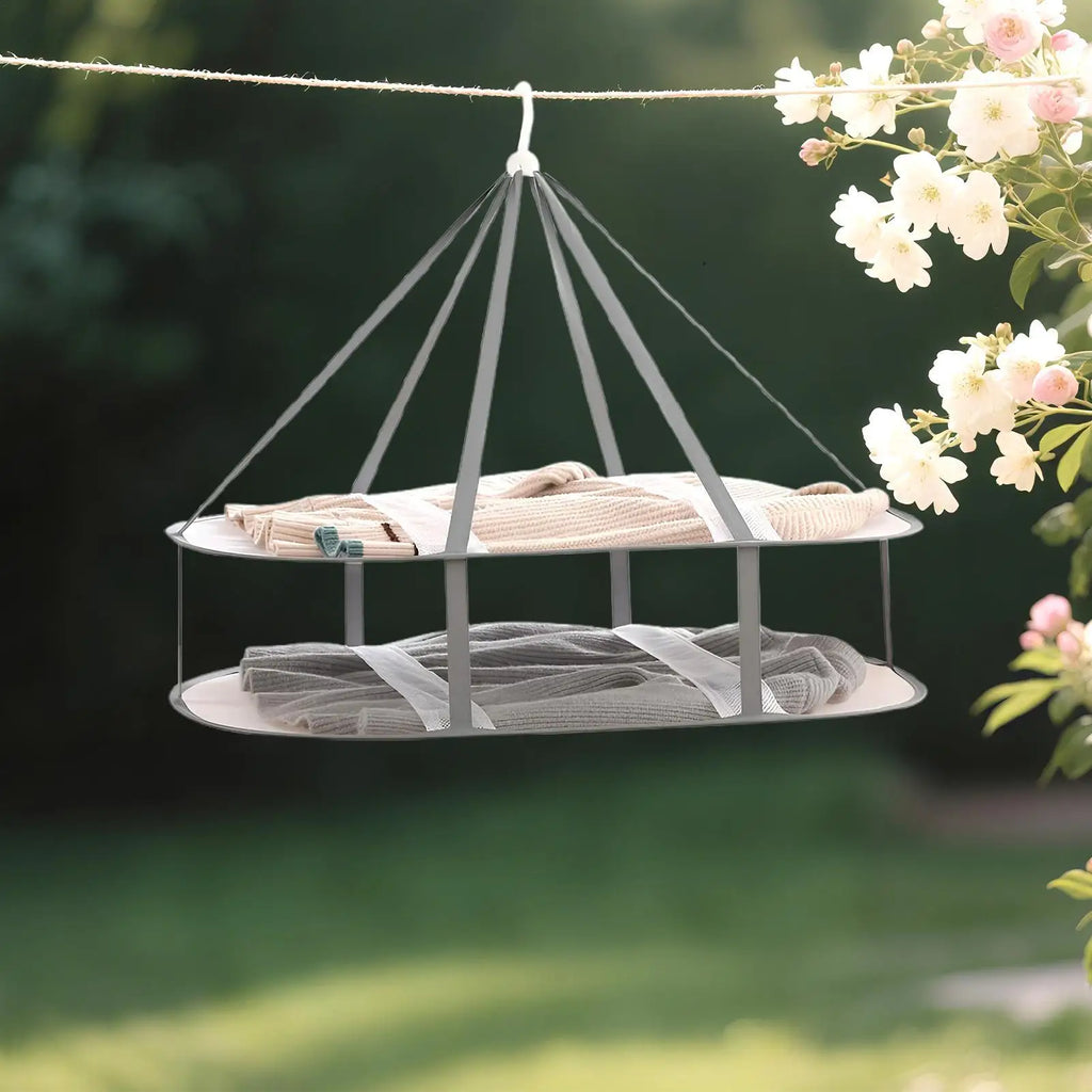 Flat Foldable Sweater Drying Rack – 2-Layer Mesh Clothes Dryer Clothes Drying Rack Qme