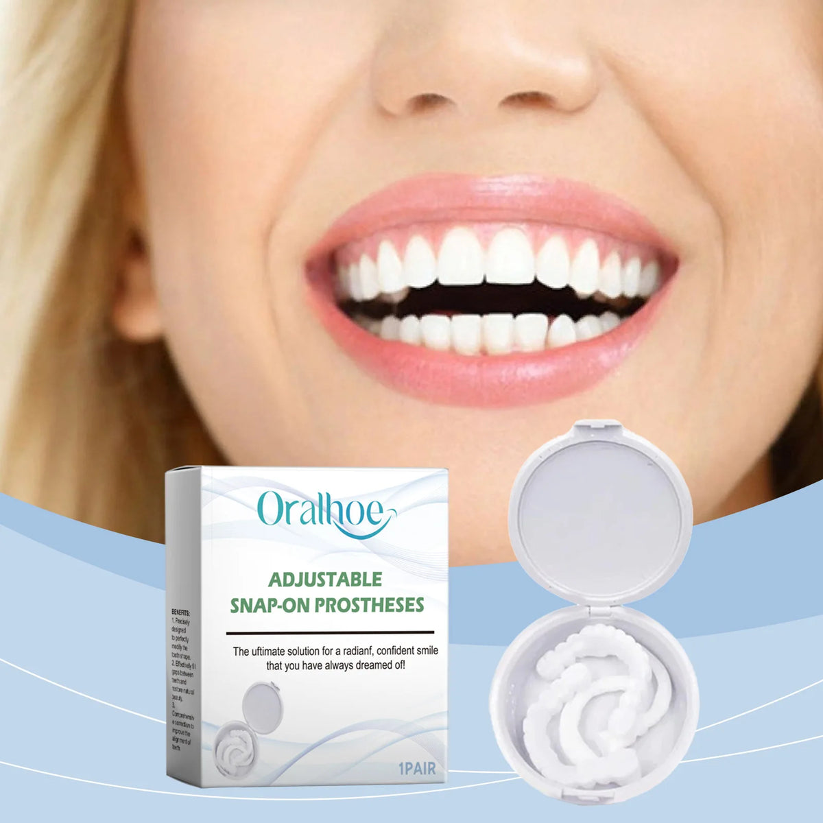 Snap-On Teeth Veneers – Adjustable Cosmetic Smile Set Cosmetic Teeth Veneers Qst