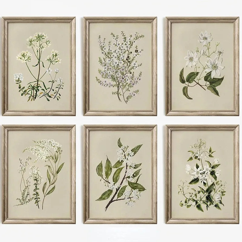 Vintage Botanical Floral Canvas Wall Art Print | Home Decor Canvas Wall Art Print Qst