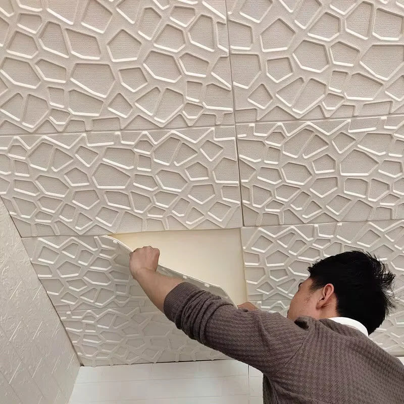 3D Peel & Stick Waterproof Wallpaper Tiles 35×35cm Self-Adhesive Wall Tiles Qme