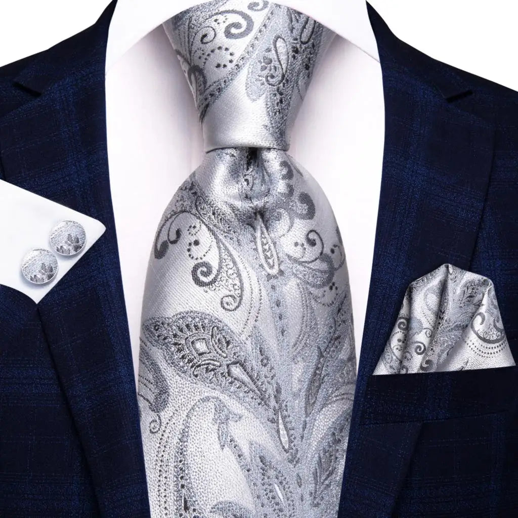 Hi-Tie Purple Silver Striped Silk Necktie – Men's Wedding Tie