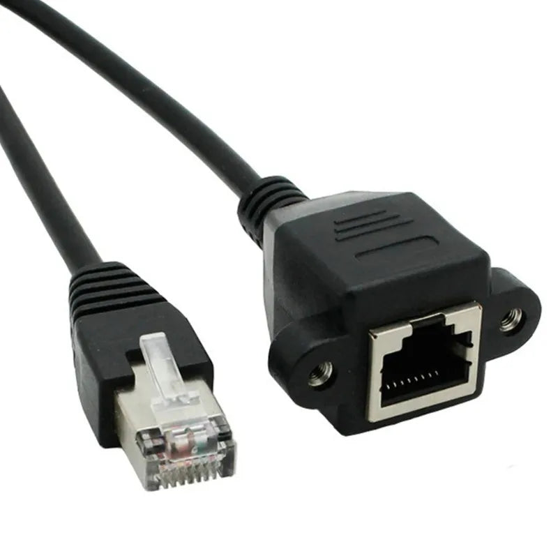 RJ45 LAN Extension Panel Mount Cable – Male to Female Screw Network Panel Connector Qme