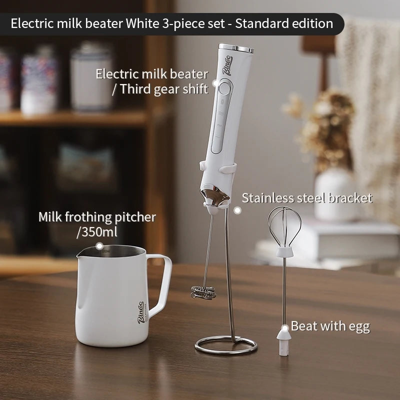 BINCOO Handheld Electric Milk Frother – Latte Foam Maker Milk Frother Qst White-3pcs A