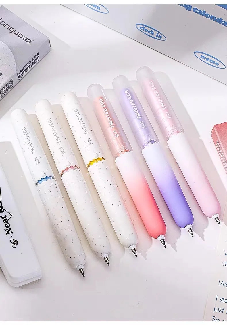 Kawaii Egg Gel Pens 0.5mm Quick Dry Smooth Black Ink Gel Pen Set Qme