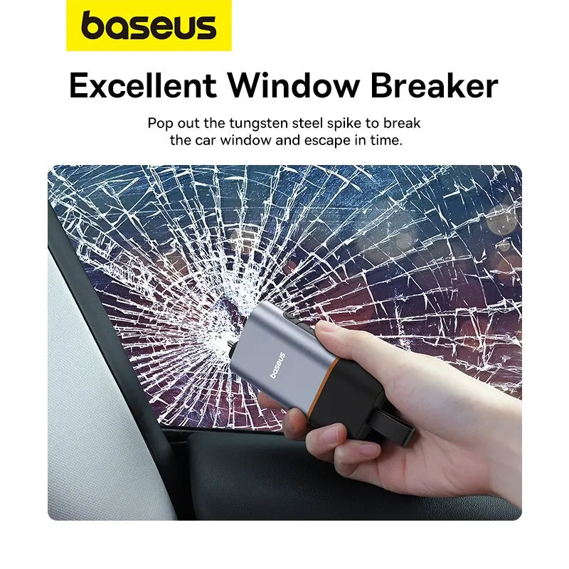 Baseus 3-in-1 Car Emergency Hammer | Window Breaker & Belt Cutter Car Emergency Tool Qst