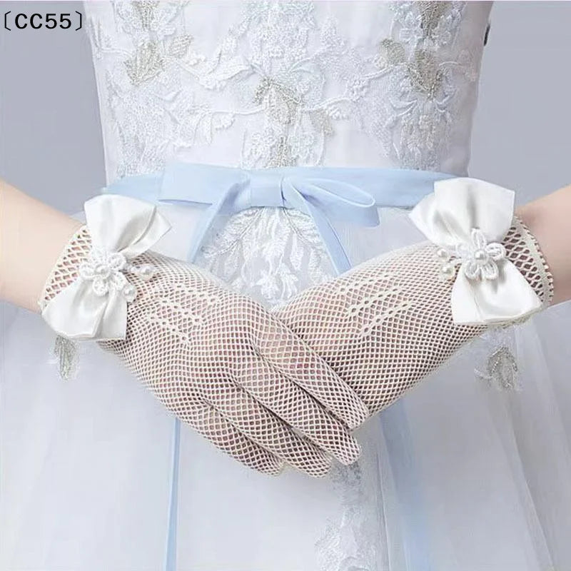 Bridal Pearl Net Gloves – White Wedding Finger Gloves Bridal Gloves Qst
