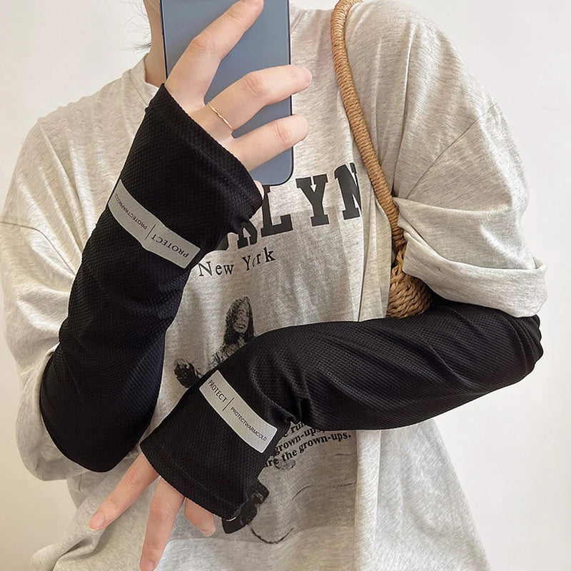 UV Protection Cooling Arm Sleeves – Unisex Cycling & Outdoor UV Arm Sleeves Qst Black